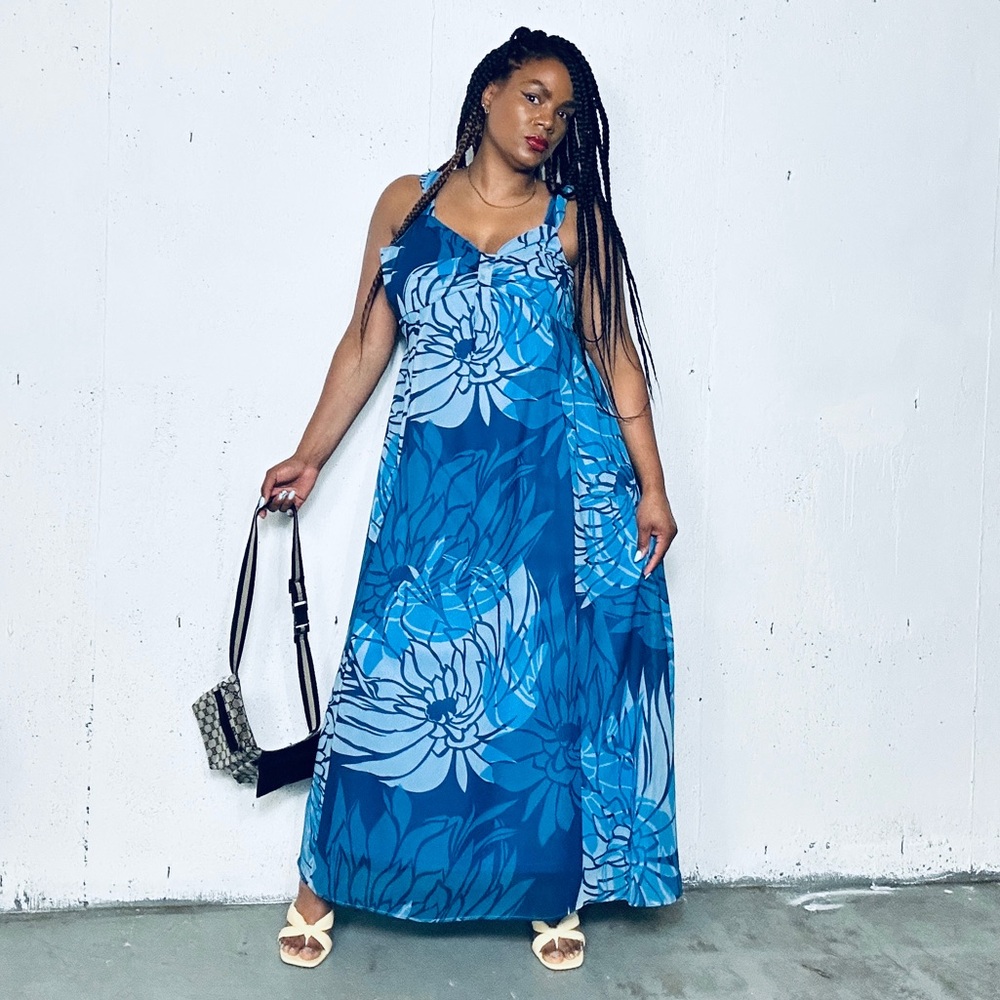 Together Blue Spaghetti Strap Sundress Resort Wear Maxi, 10